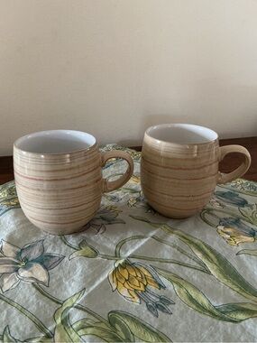 Denby England Caramel Stripes Mugs Set of 2